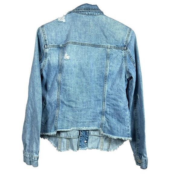 Blank NYC Heavily Distressed Raw Hem Denim Jean Jacket Women's Size Small - Picture 7 of 10